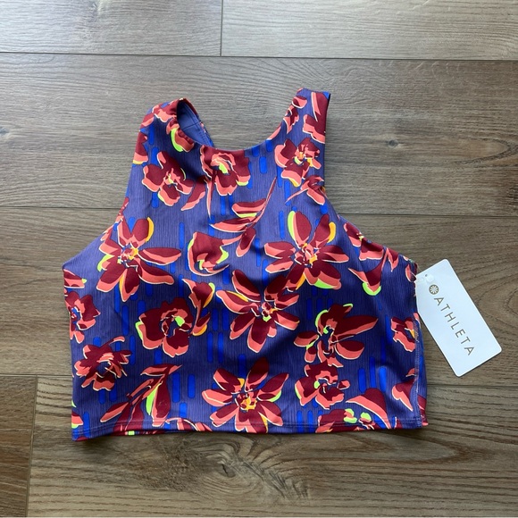 Athleta Tops - Womens Size Medium Athleta Conscious Crop Printer Top Purple Floral